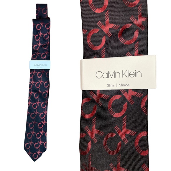 OkCalvin Klein black and red slim Tie, new with tags - Picture 1 of 3